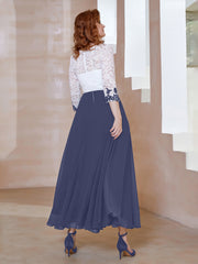 Robe en Mousseline avec Longueur de Mollet à Col Appliqué Orageux