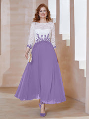 Robe en Mousseline avec Longueur de Mollet à Col Appliqué Tahiti Grande Taille