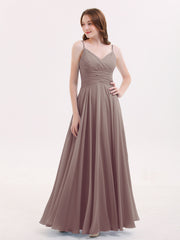 Spaghetti Bretelle Mousseline Robe avec Col en V Dusk