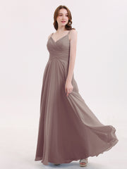 Spaghetti Bretelle Mousseline Robe avec Col en V Dusk