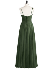 Spaghetti Bretelle Mousseline Robe avec Col en V Olive Verte