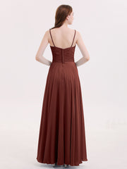 Spaghetti Bretelle Mousseline Robe avec Col en V terracotta Grande Taille