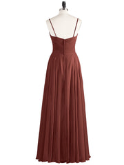 Spaghetti Bretelle Mousseline Robe avec Col en V terracotta Grande Taille