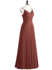 Spaghetti Bretelle Mousseline Robe avec Col en V terracotta Grande Taille
