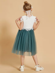 Robe de Fille de A-ligne Longueur aux Genoux avec Manches Flottantes