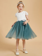 Robe de Fille de A-ligne Longueur aux Genoux avec Manches Flottantes