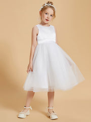 Robes de Fille Modernes en Satin et Tulle Longueur aux Genoux