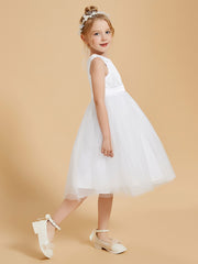 Robes de Fille Modernes en Satin et Tulle Longueur aux Genoux