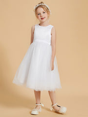 Robes de Fille Modernes en Satin et Tulle Longueur aux Genoux