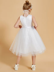 Robes de Fille Modernes en Satin et Tulle Longueur aux Genoux