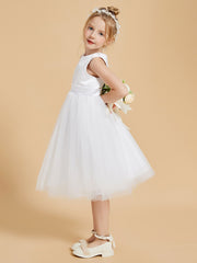 Robes de Fille Modernes en Satin et Tulle Longueur aux Genoux