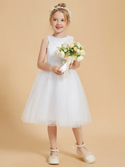 Robes de Fille Modernes en Satin et Tulle Longueur aux Genoux