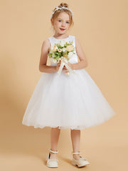 Robes de Fille Modernes en Satin et Tulle Longueur aux Genoux