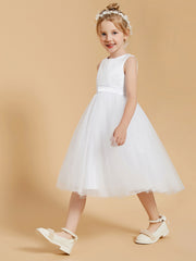 Robes de Fille Modernes en Satin et Tulle Longueur aux Genoux
