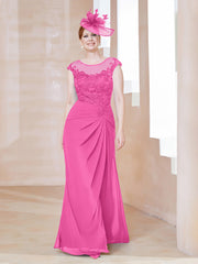 Robe en Mousseline Dentelle à Col Illusion Scoop Azalée Grande Taille