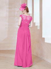 Robe en Mousseline Dentelle à Col Illusion Scoop Azalée