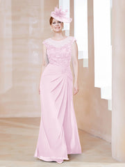 Robe en Mousseline Dentelle à Col Illusion Scoop Rose Pâle Grande Taille