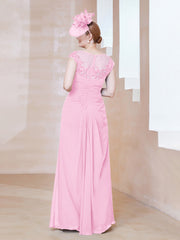 Robe en Mousseline Dentelle à Col Illusion Scoop Rose Bonbon