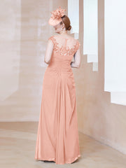 Robe en Mousseline Dentelle à Col Illusion Scoop Corail