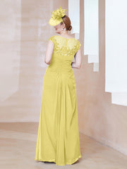 Robe en Mousseline Dentelle à Col Illusion Scoop Jonquille Grande Taille