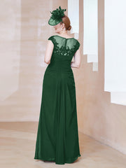 Robe en Mousseline Dentelle à Col Illusion Scoop Vert Foncé Grande Taille
