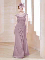 Robe en Mousseline Dentelle à Col Illusion Scoop Dusk