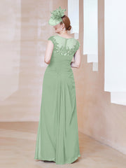 Robe en Mousseline Dentelle à Col Illusion Scoop Sauge Poudrée Grande Taille