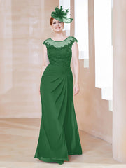 Robe en Mousseline Dentelle à Col Illusion Scoop Emeraude