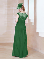 Robe en Mousseline Dentelle à Col Illusion Scoop Emeraude