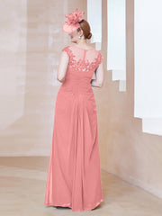 Robe en Mousseline Dentelle à Col Illusion Scoop Flamant