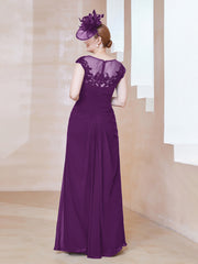 Robe en Mousseline Dentelle à Col Illusion Scoop Raisin Grande Taille