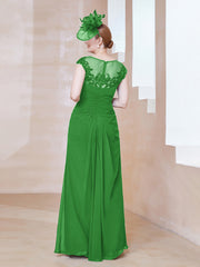 Robe en Mousseline Dentelle à Col Illusion Scoop Vert