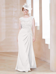Robe en Mousseline Dentelle à Col Illusion Scoop Ivoire