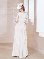 Robe en Mousseline Dentelle à Col Illusion Scoop Ivoire Grande Taille