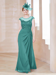 Robe en Mousseline Dentelle à Col Illusion Scoop Jade