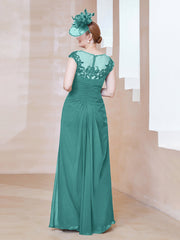 Robe en Mousseline Dentelle à Col Illusion Scoop Jade