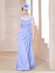 Robe en Mousseline Dentelle à Col Illusion Scoop Lavande Grande Taille