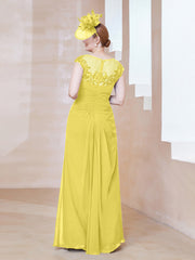 Robe en Mousseline Dentelle à Col Illusion Scoop Citron