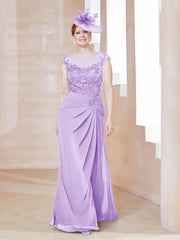 Robe en Mousseline Dentelle à Col Illusion Scoop Lilas Grande Taille