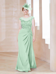 Robe en Mousseline Dentelle à Col Illusion Scoop Vert Menthe Grande Taille