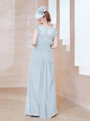 Robe en Mousseline Dentelle à Col Illusion Scoop Brume Grande Taille