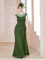 Robe en Mousseline Dentelle à Col Illusion Scoop Mousse Grande Taille