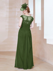 Robe en Mousseline Dentelle à Col Illusion Scoop Mousse