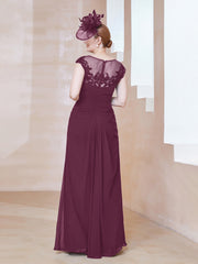 Robe en Mousseline Dentelle à Col Illusion Scoop Mûre