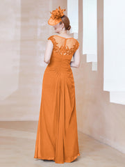Robe en Mousseline Dentelle à Col Illusion Scoop Orange Grande Taille