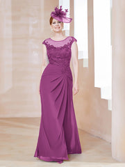 Robe en Mousseline Dentelle à Col Illusion Scoop Orchidee