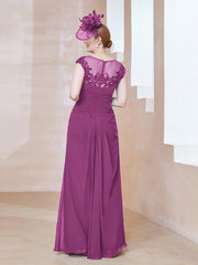 Robe en Mousseline Dentelle à Col Illusion Scoop Orchidee