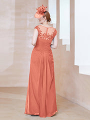 Robe en Mousseline Dentelle à Col Illusion Scoop Papaye Grande Taille
