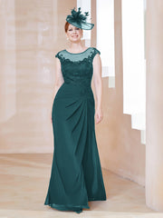 Robe en Mousseline Dentelle à Col Illusion Scoop Paon Grande Taille