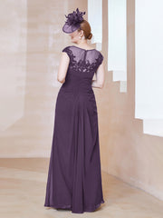 Robe en Mousseline Dentelle à Col Illusion Scoop Plum Grande Taille